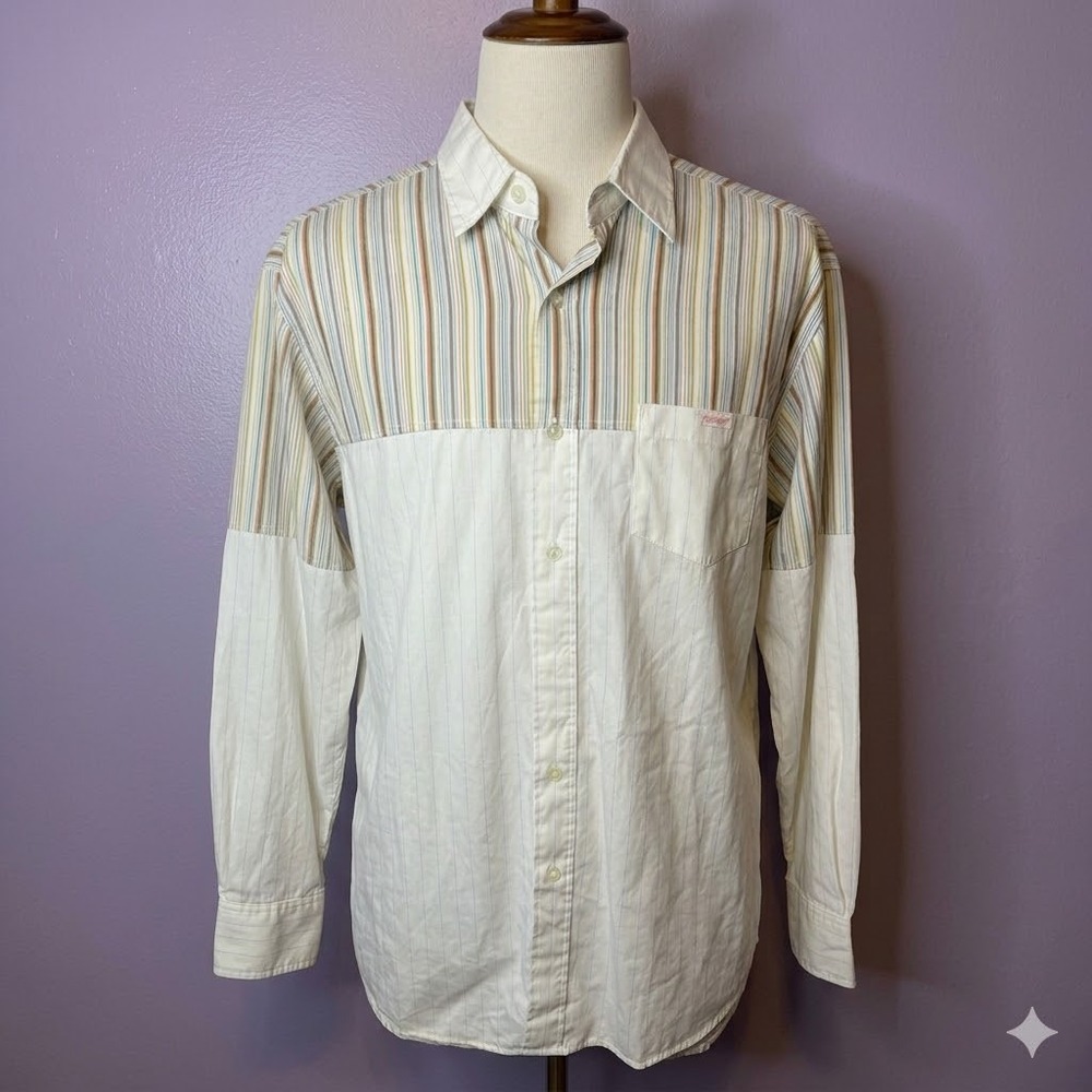 Vtg Ecko Unltd Shirt Mens XL White‎ Button Up Stripe Y2K Streetwear Hip Hop